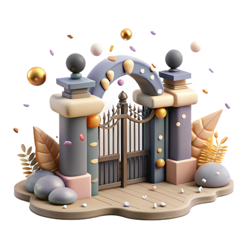 magnificent creative City Park Gate with Wildlife Sign Isolated Access Control professional png