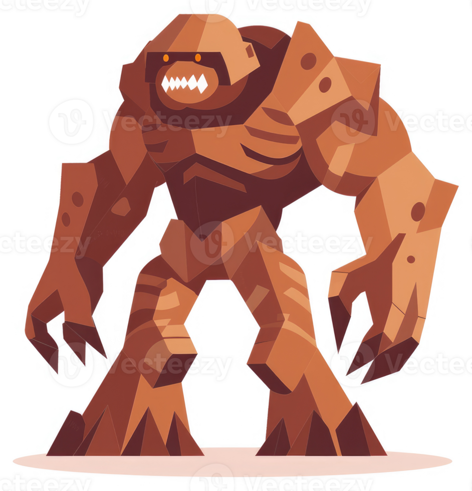 A formidable, earth-toned, geometrically-designed creature. png