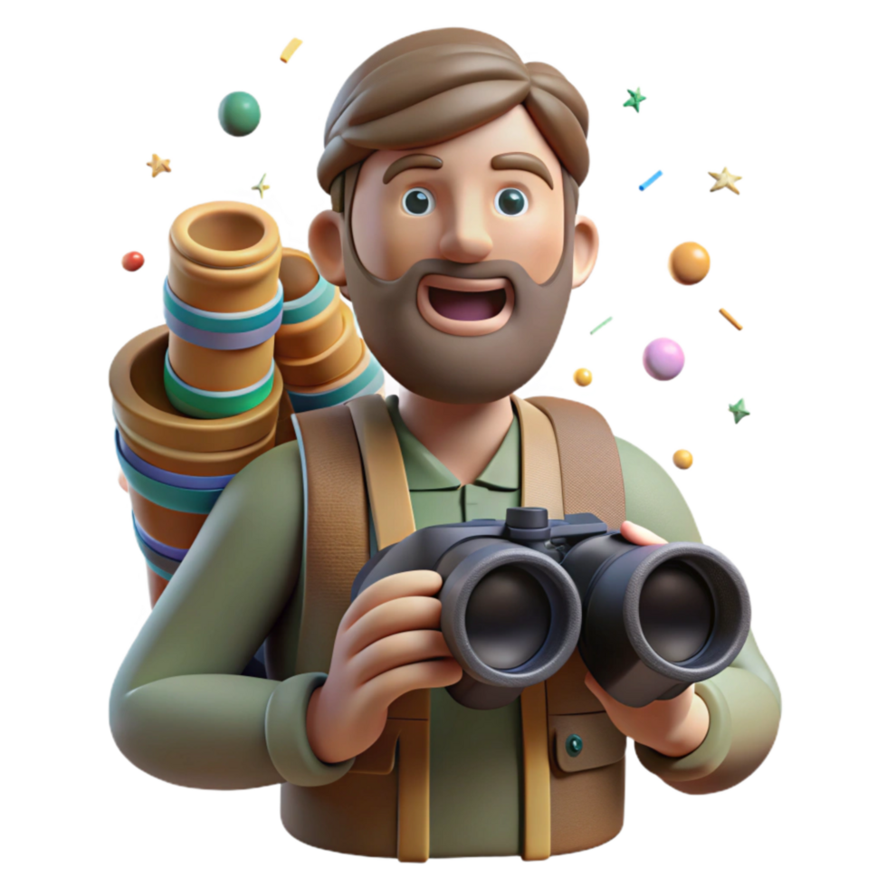 impressive artistic Conservationist Holding Binoculars Cutout high quality png