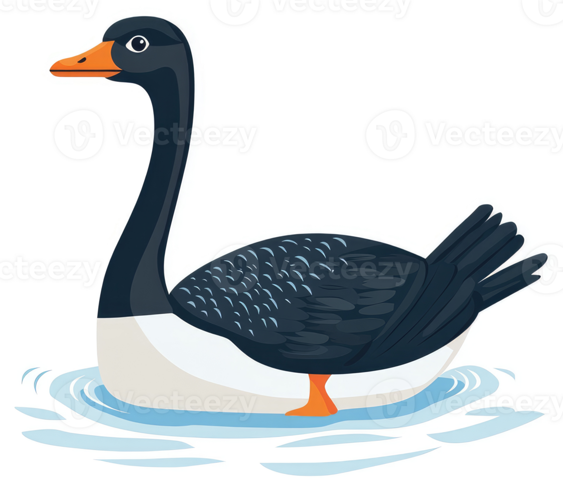 A stylized illustration of a swimming goose. png
