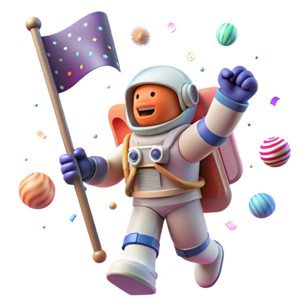 stunning rustic Astronaut Waving Flag Isolated with Patriotic Symbol exclusive png