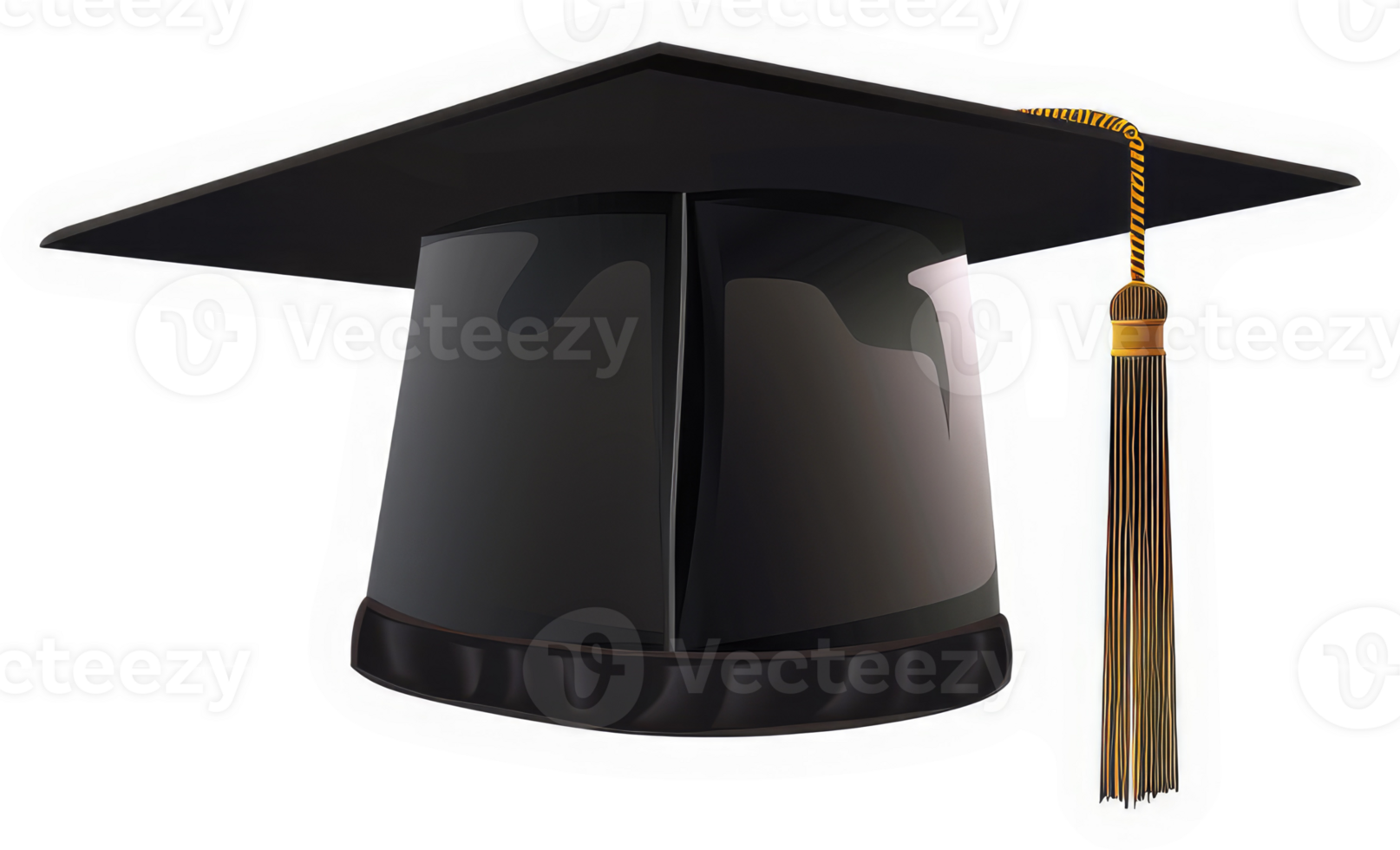A black graduation cap with a gold tassel. png