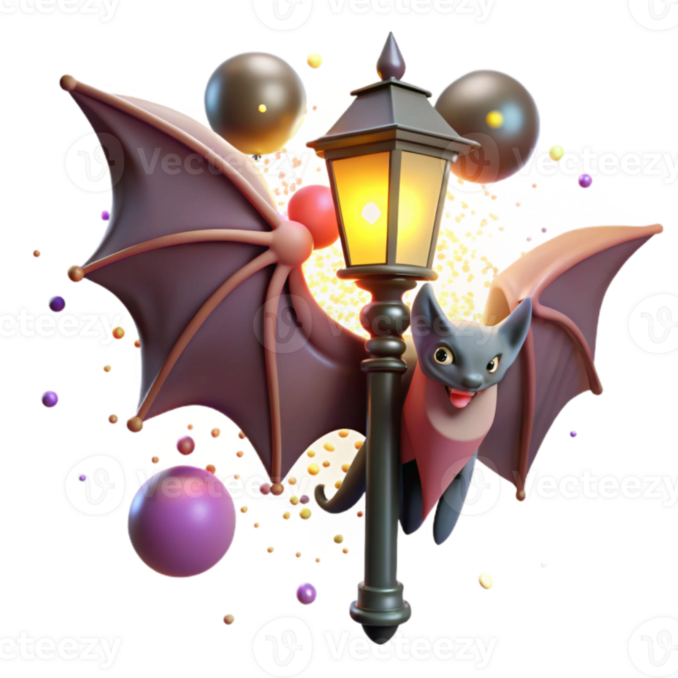 dramatic classic Close Up of Bat Navigating Light Pollution Cutout professional png