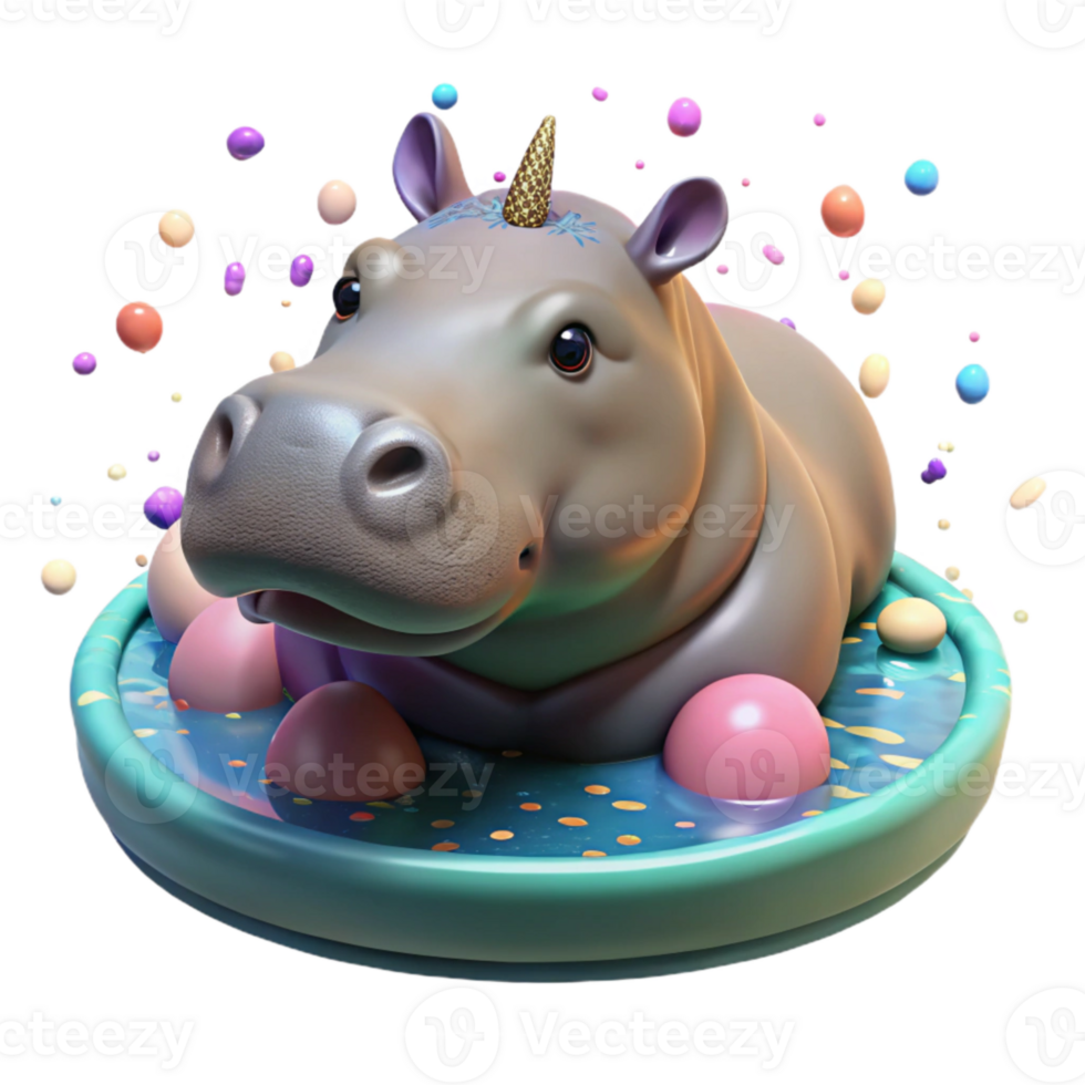 serene traditional Endangered Hippopotamus Submerged in Zoo Pool Isolated professional png