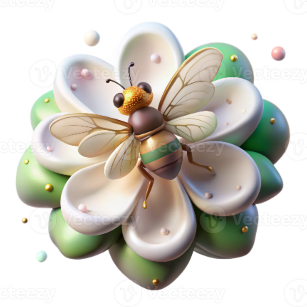 magnificent contemporary Bee on White Lily Close Up Transparent Background genuine png