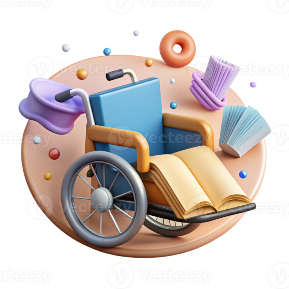 serene traditional Accessible Education Icon Wheelchair Symbol and Open Book Transparent Background original png