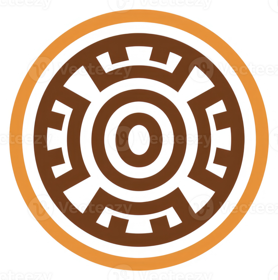 A stylized, concentric circle design in brown and orange. png