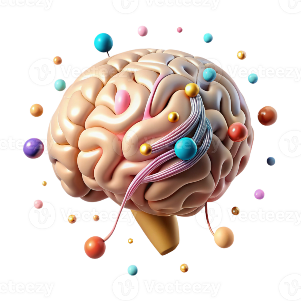 magnificent abstract Brain with Neural Connections Cutout on Transparent Background original png