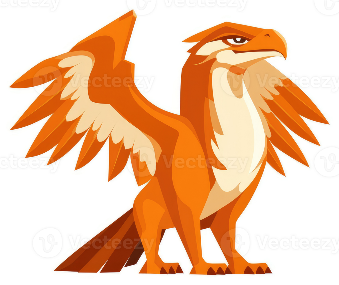 A vibrant orange mythical creature with large wings. png