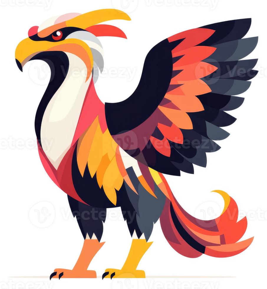 A vibrant illustration of a mythical phoenix-like creature. png