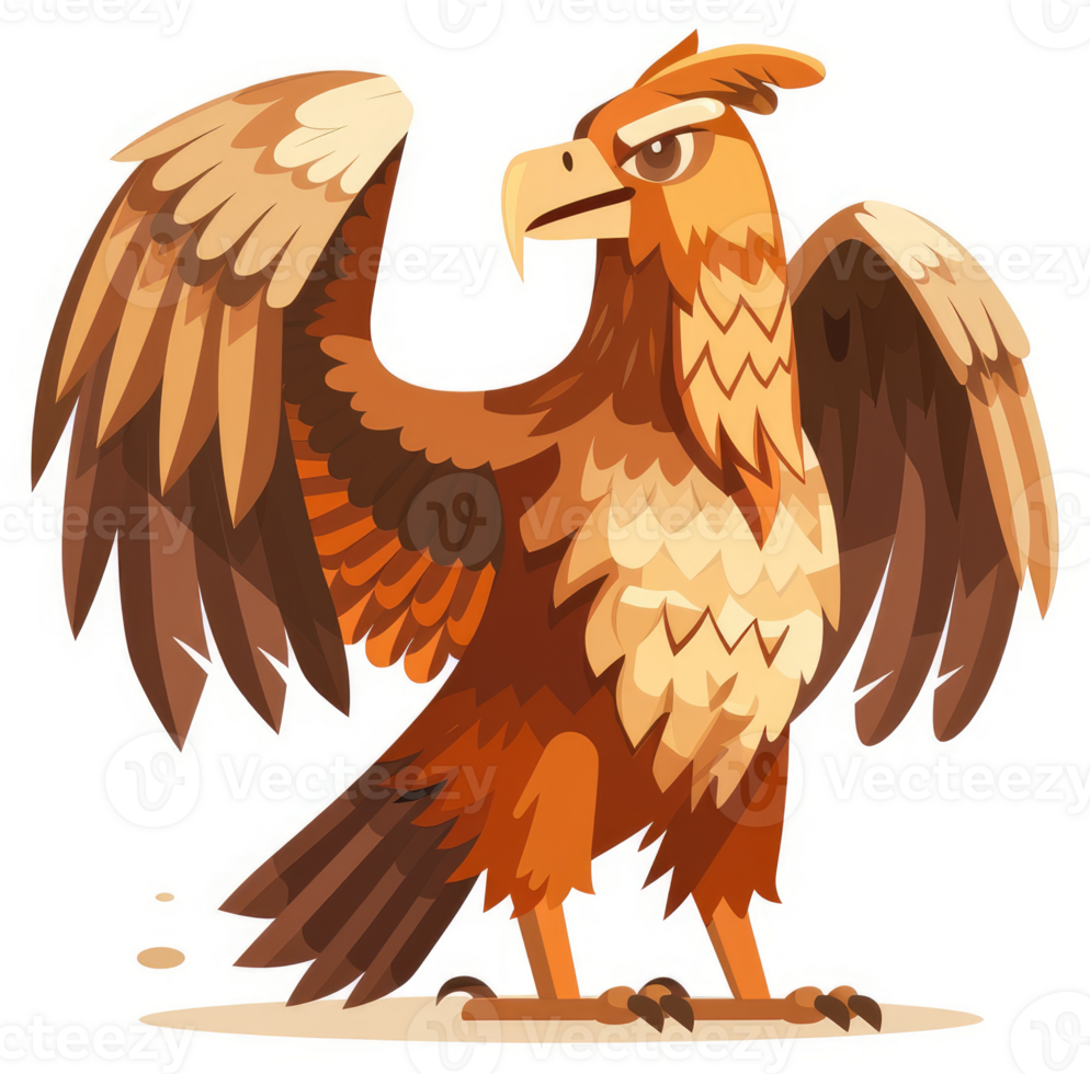 A majestic, cartoon-style depiction of a mythical, powerful bird. png