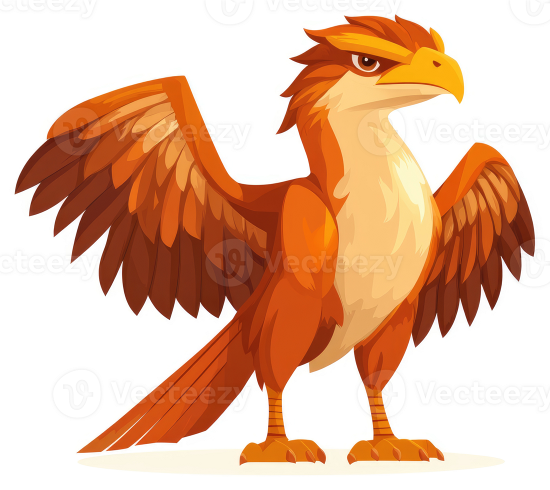 A vibrant orange mythical creature with outstretched wings. png