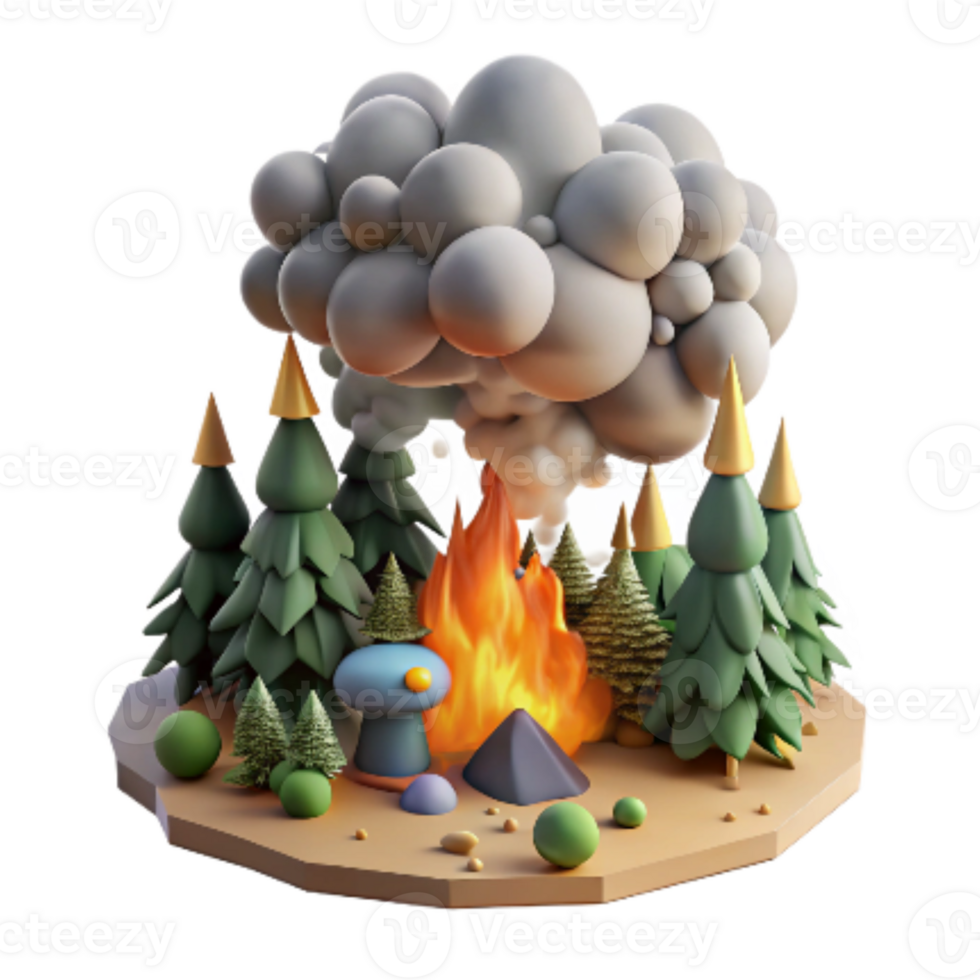 stunning minimalist Forest Fire with Smoke Plume Cutout professional png