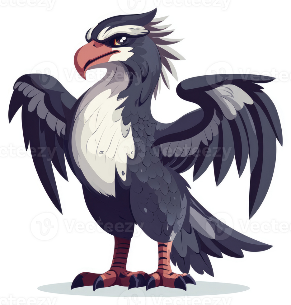 A majestic cartoon bird with outstretched wings. png