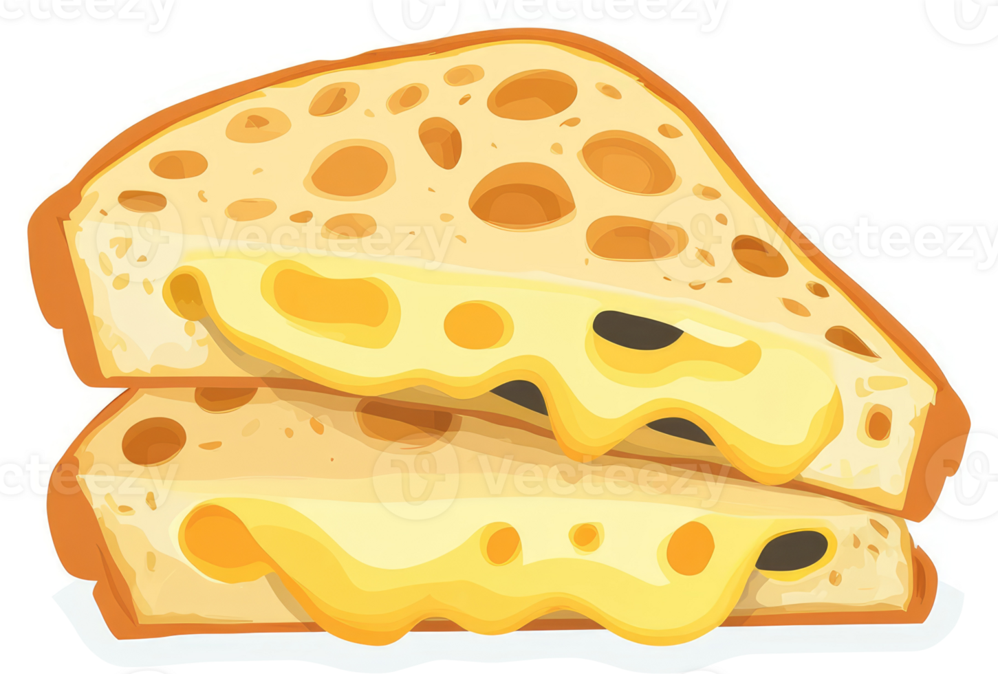 A melted cheese sandwich between two slices of bread. png