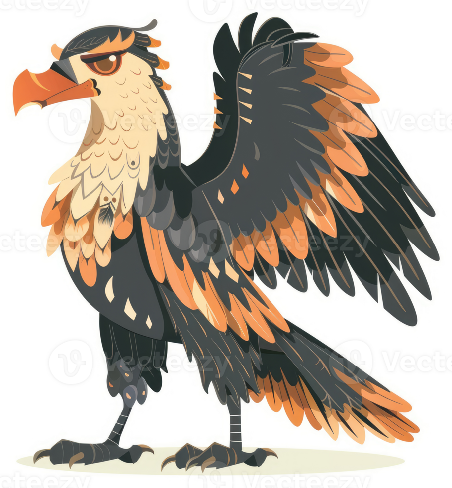 A stylized illustration of a mythical bird with vibrant plumage. png