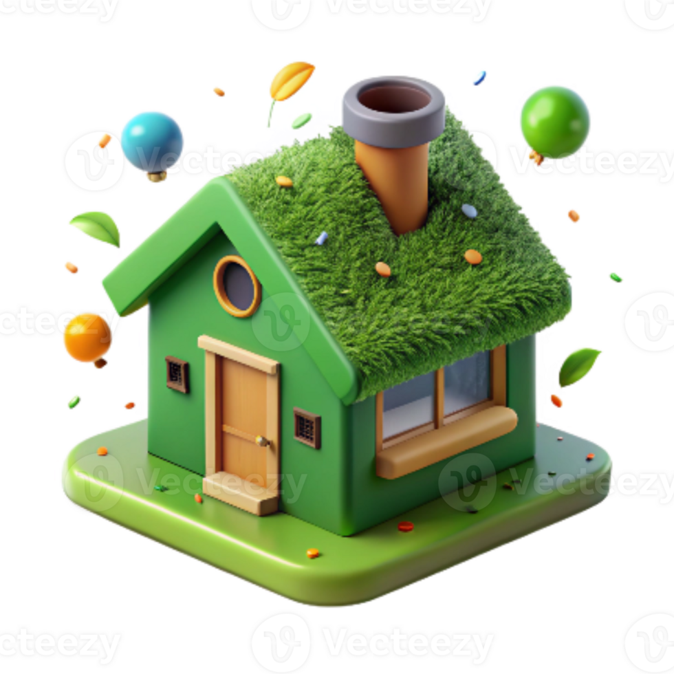 vibrant abstract Eco Friendly House with Solar Panels Cutout authentic png