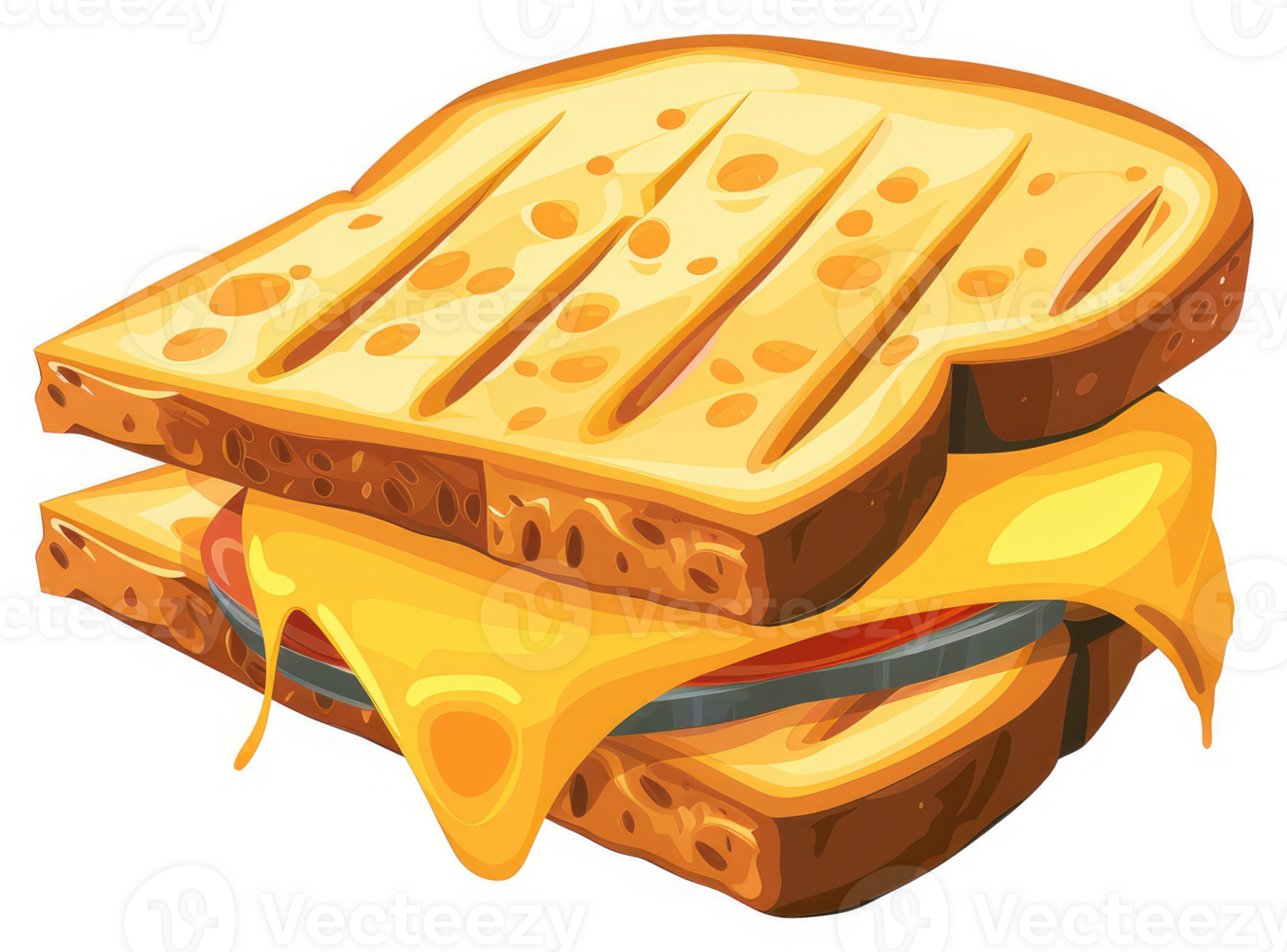 A grilled cheese sandwich with melted cheese and tomato