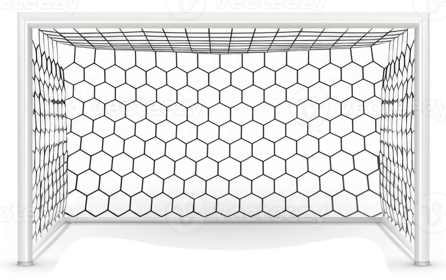 A soccer goal with a honeycomb net pattern. png