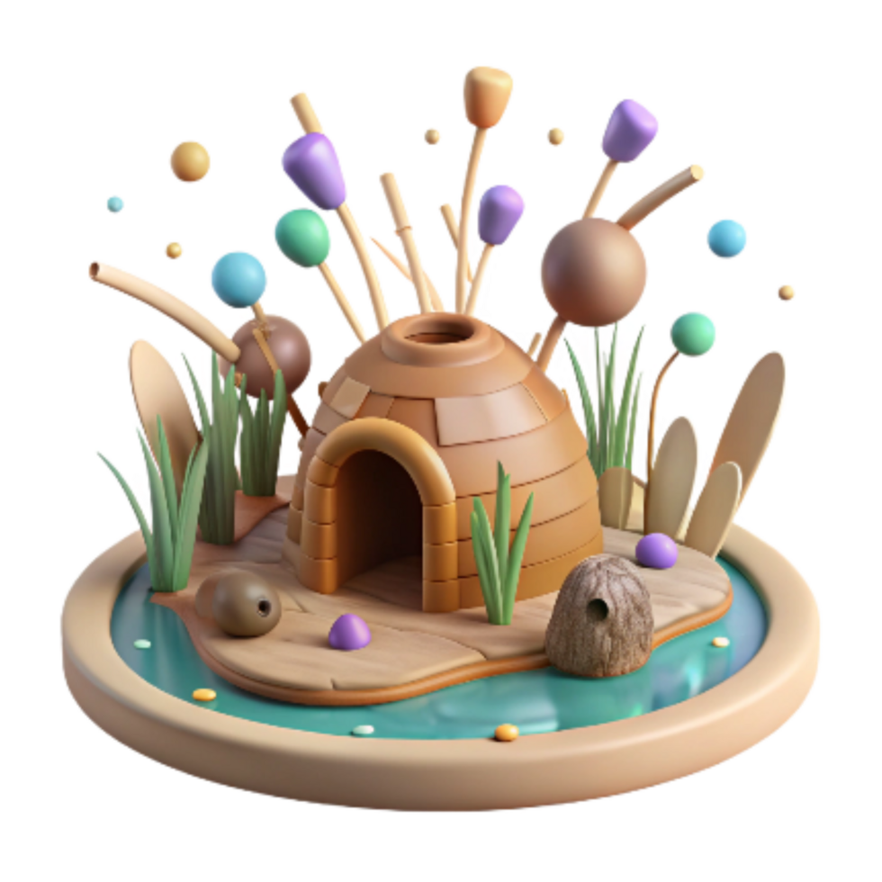 impressive rustic Beaver Lodge in Wetland Cutout Element high resolution png