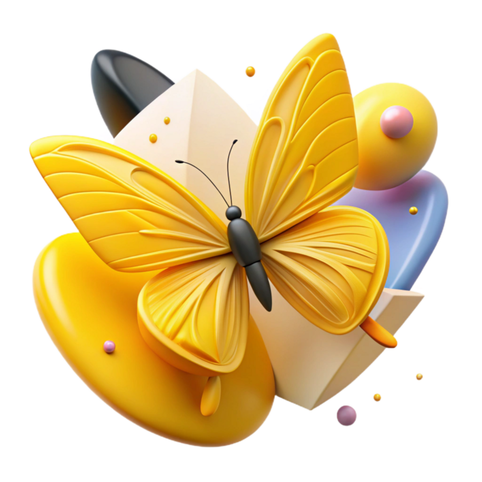 magnificent rustic Bright Yellow Butterfly Side View Cutout authentic png