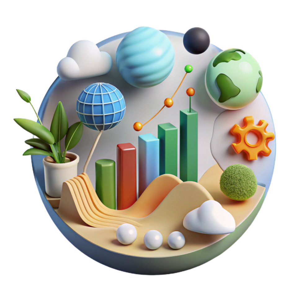 serene artistic Climate Change Infographic Isolated with Data Charts high resolution png
