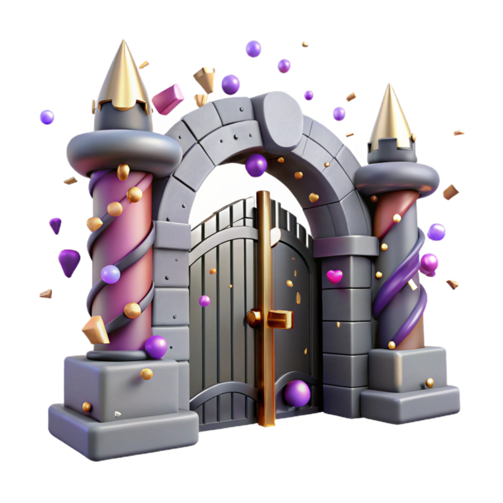 serene traditional Castle Gate Isolated with Iron Details genuine png