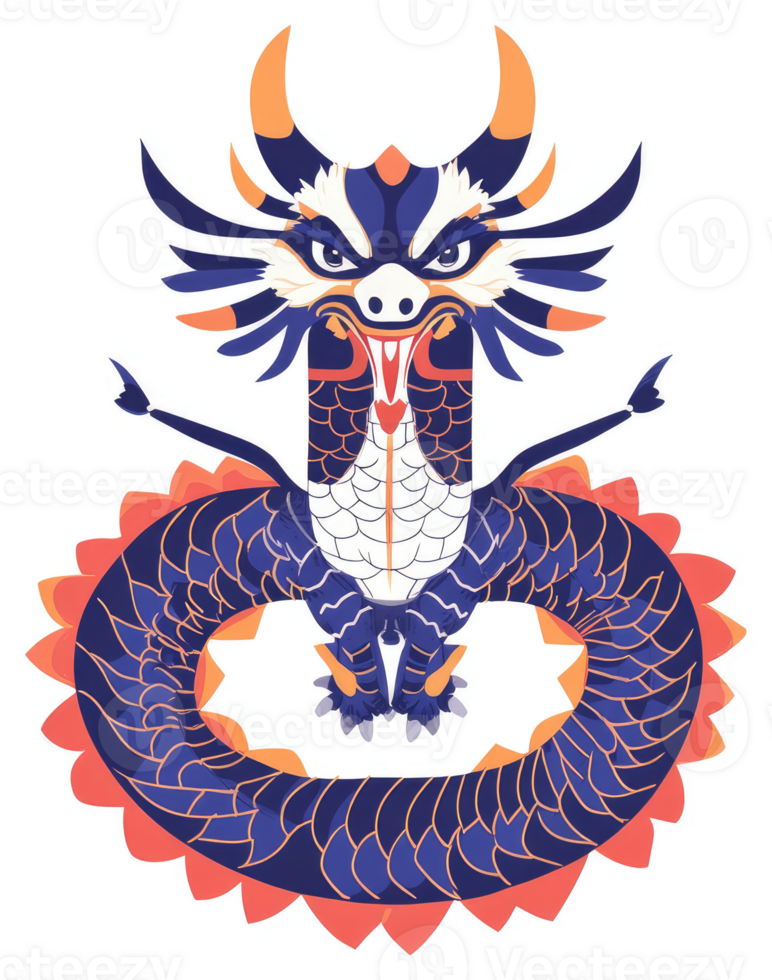 A stylized illustration of a mythical chinese dragon. png