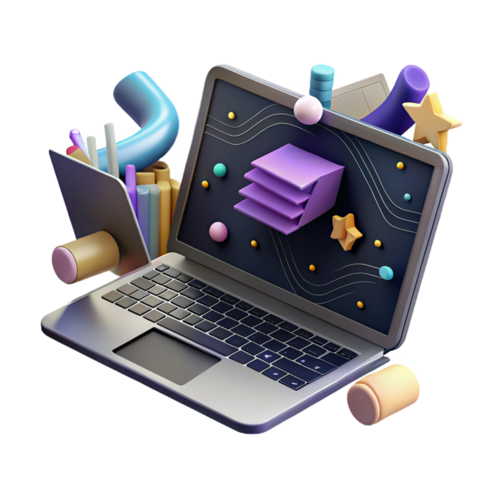 stunning contemporary Coding on Laptop Dark Mode Screen Isolated high resolution png