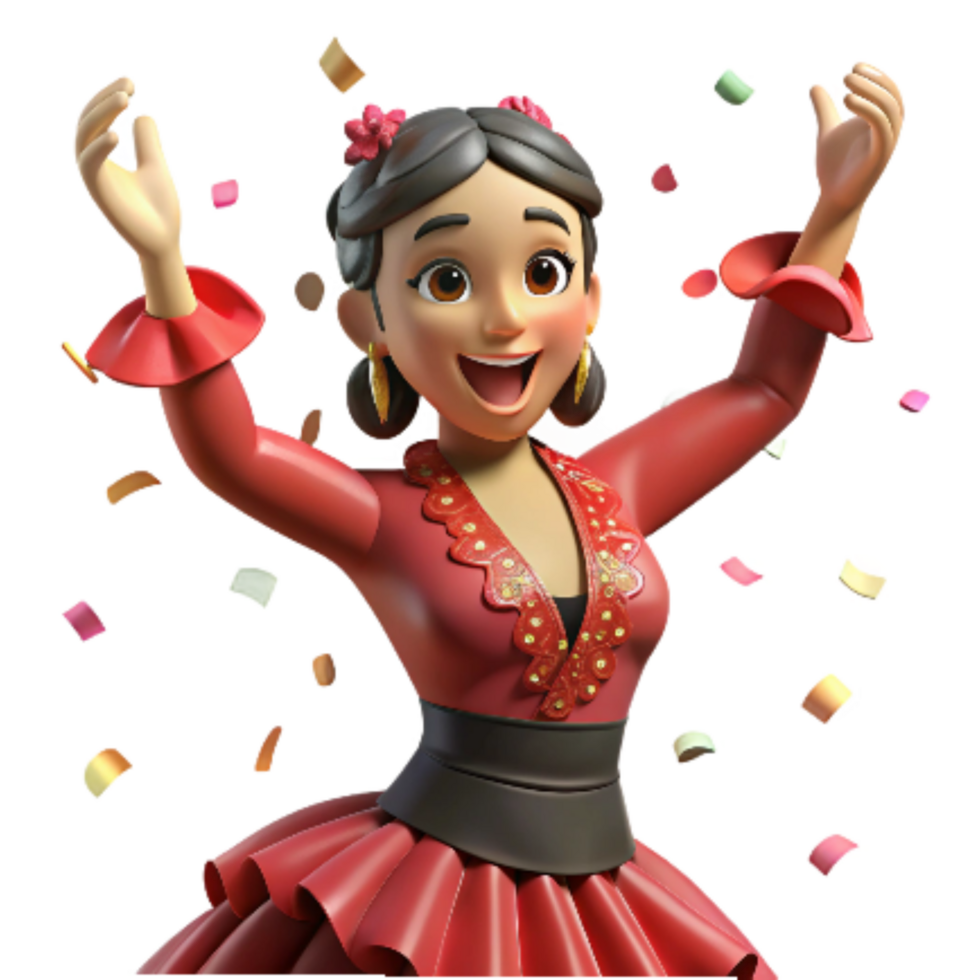 serene contemporary Flamenco Dancer with Expressive Eyes Isolated Transparent Background detailed png