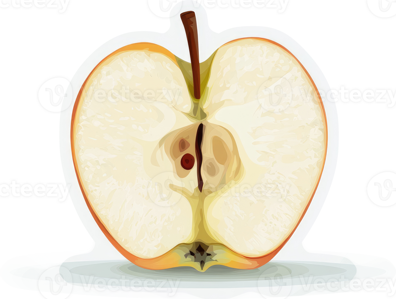 A cross-sectioned apple showcasing its interior. png