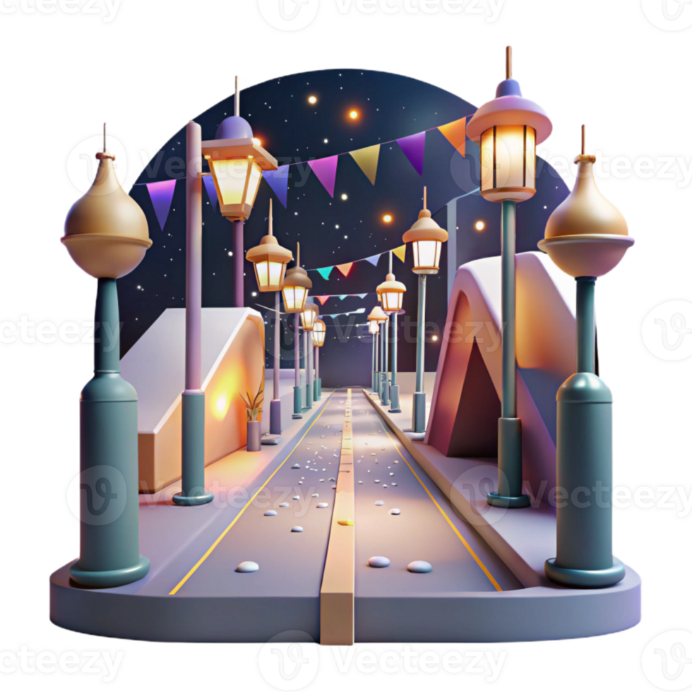 stunning minimalist Empty Street at Night Cutout with Streetlights exclusive png