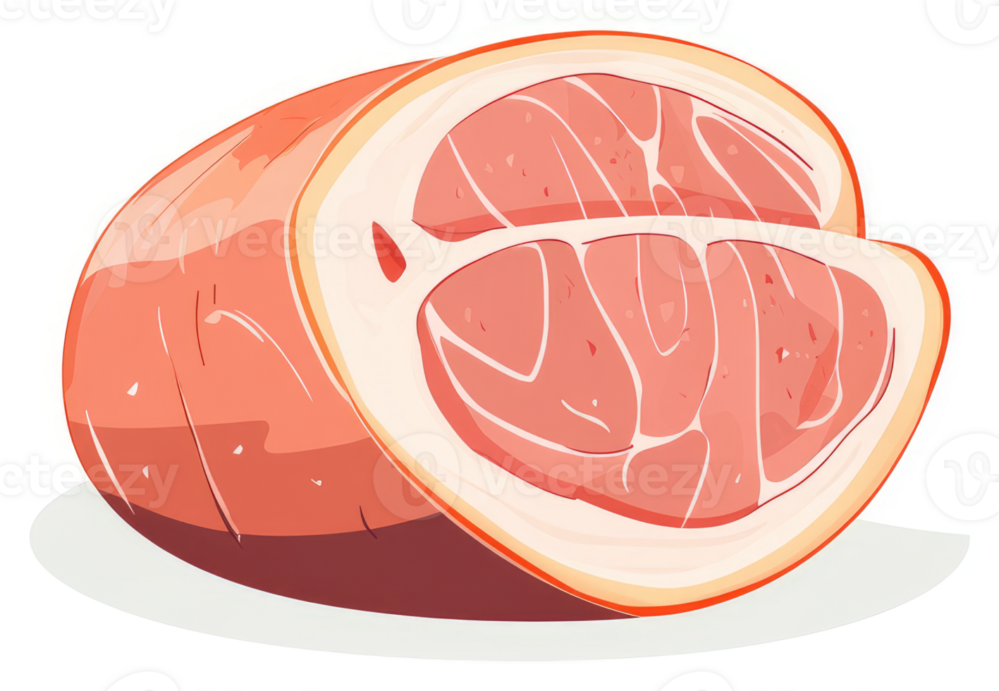 Sliced pork ham, a delicious and savory meat. png