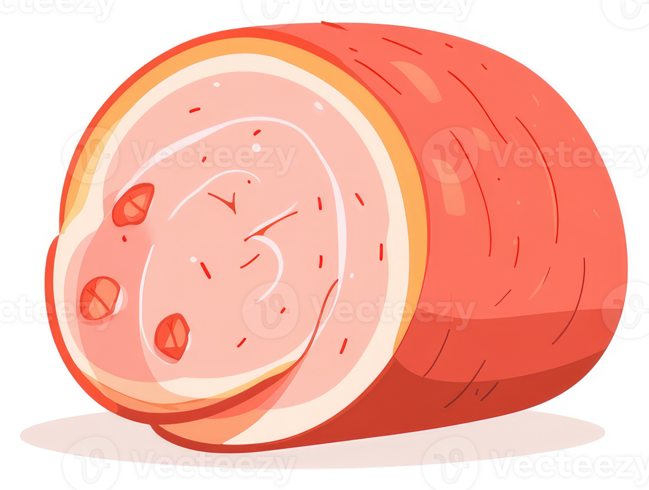 A sliced ham roll, illustrated in vibrant colors. png