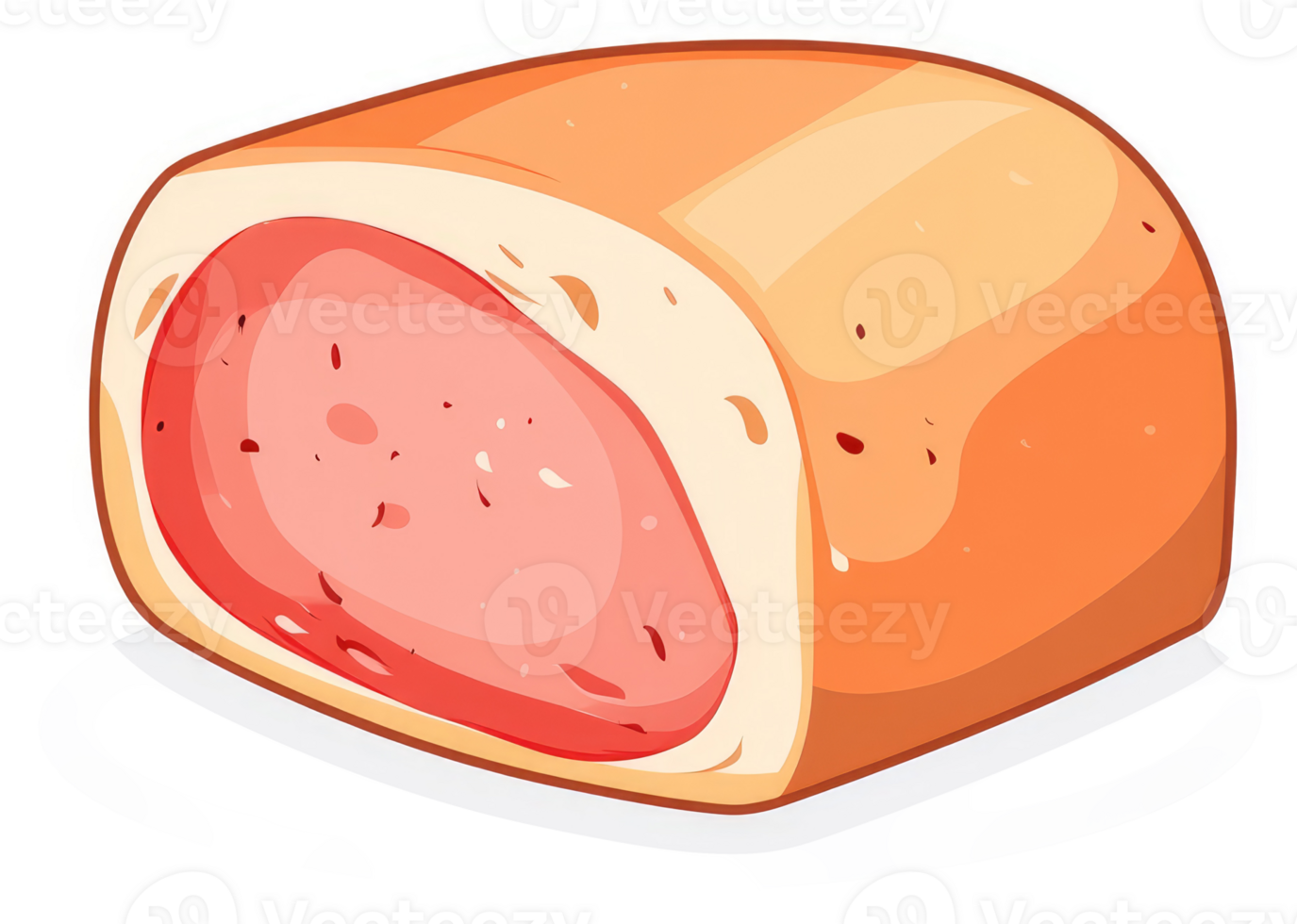 A slice of meatloaf encased in a bread roll. png