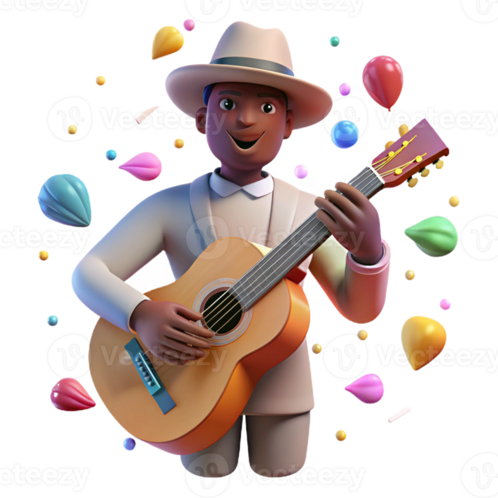 elegant vintage Cuban Tres Guitar Player Silhouette Transparent Background premium png
