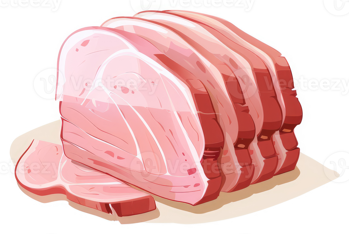 Sliced pork loin, showcasing a stack of cured meat. png