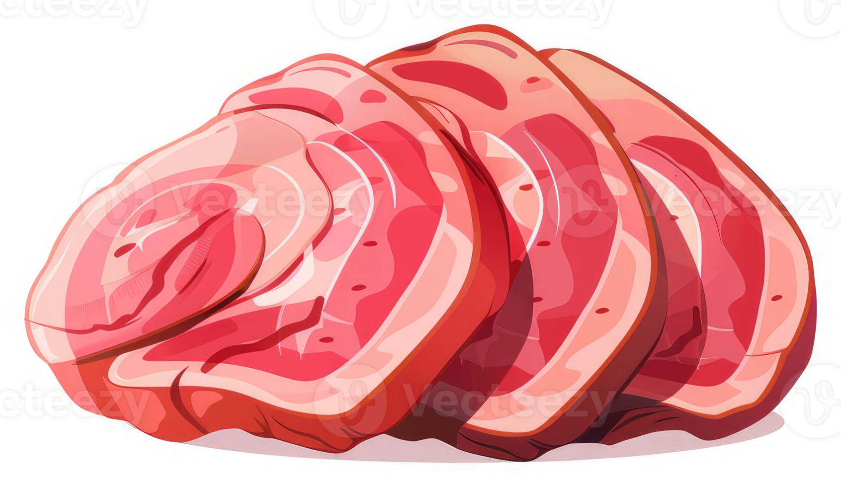 Sliced pork loin, ready for culinary creations. png