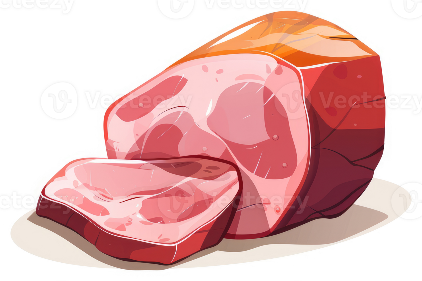 Sliced ham, a delicious cut of pork. png