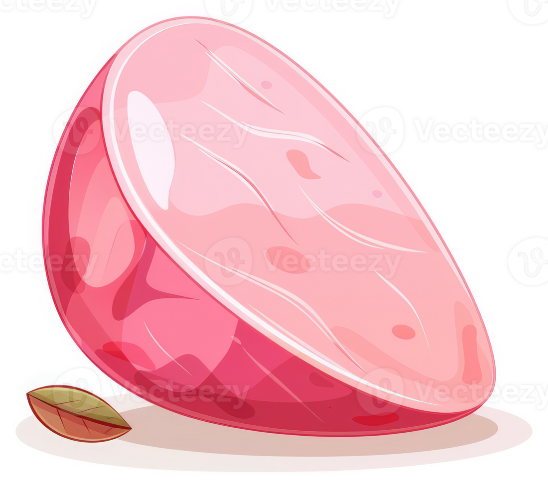 A vibrant pink slice of cured ham. png