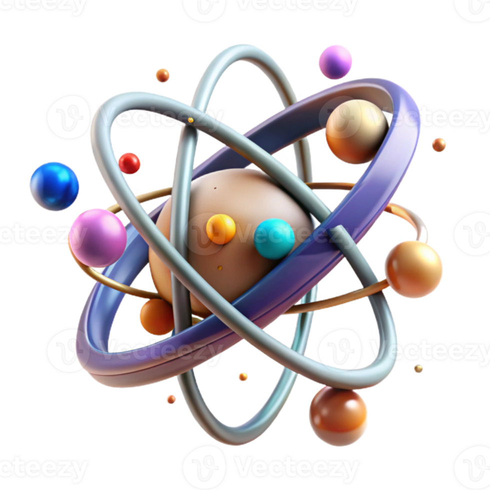 wonderful contemporary Atom Model with Orbiting Electrons Transparent Background premium png