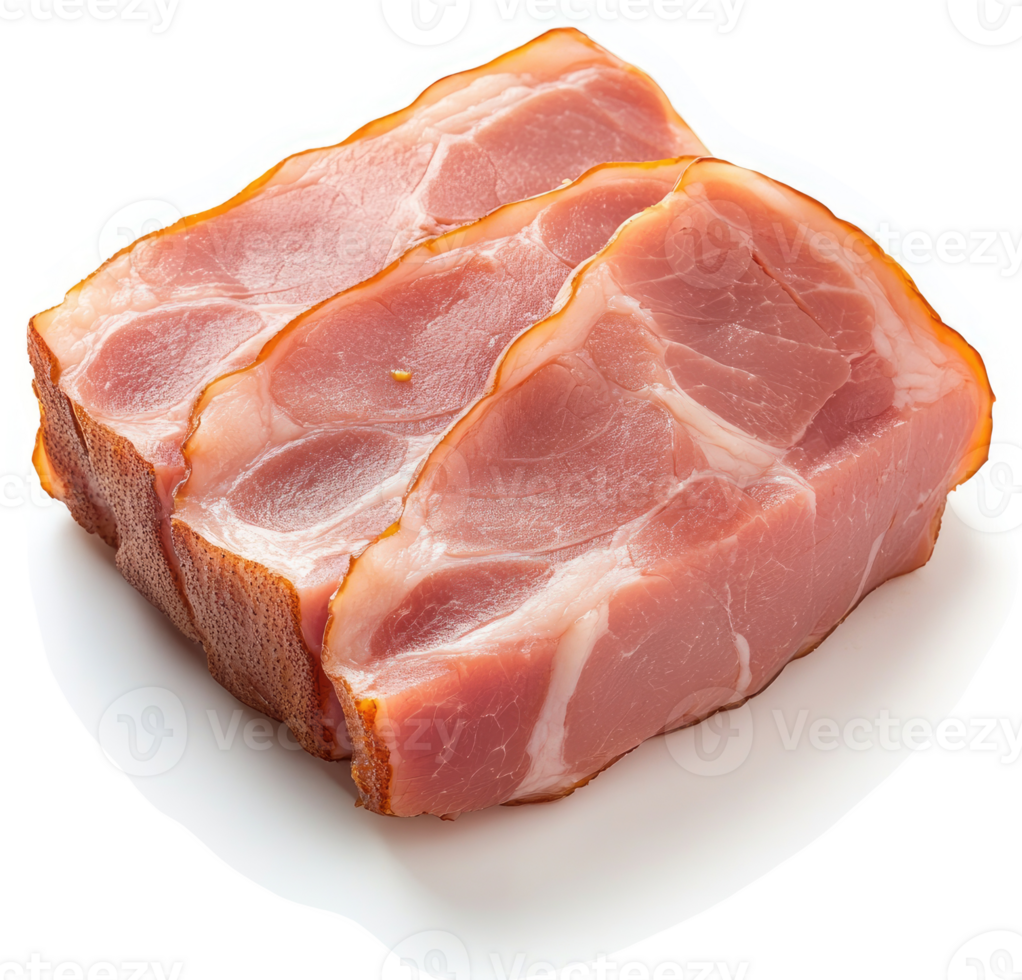 Close-up of sliced cured pork loin. png