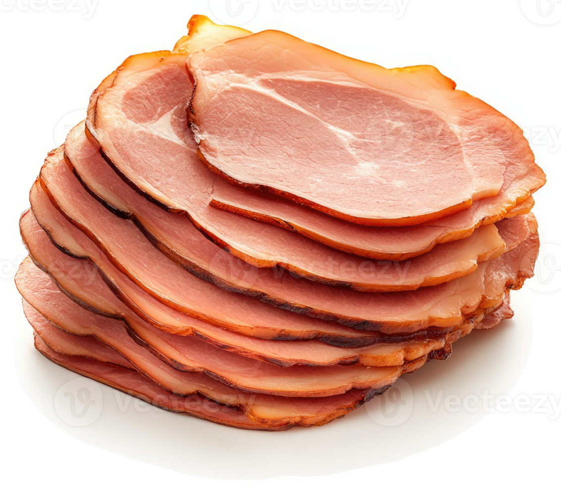 Sliced smoked ham ready for serving. png