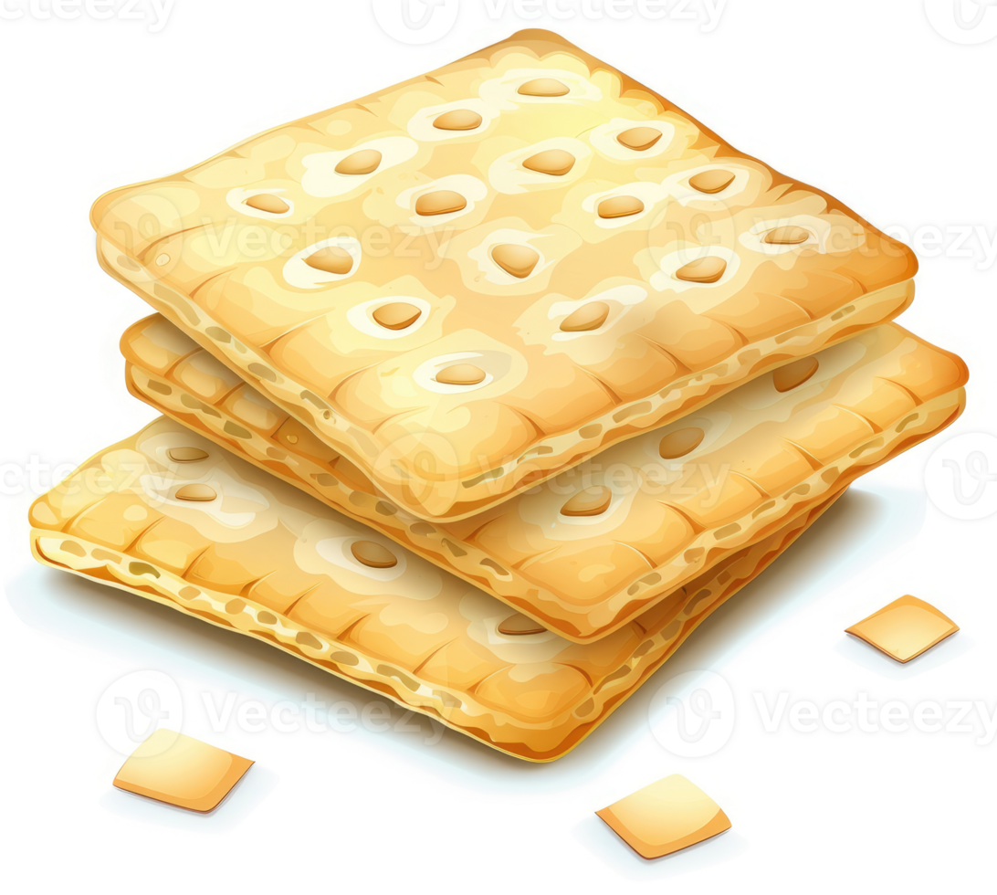 A stack of golden-yellow, patterned crackers. png