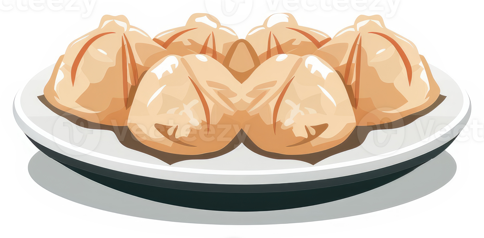 A plate of steamed buns, a delicious asian dish. png