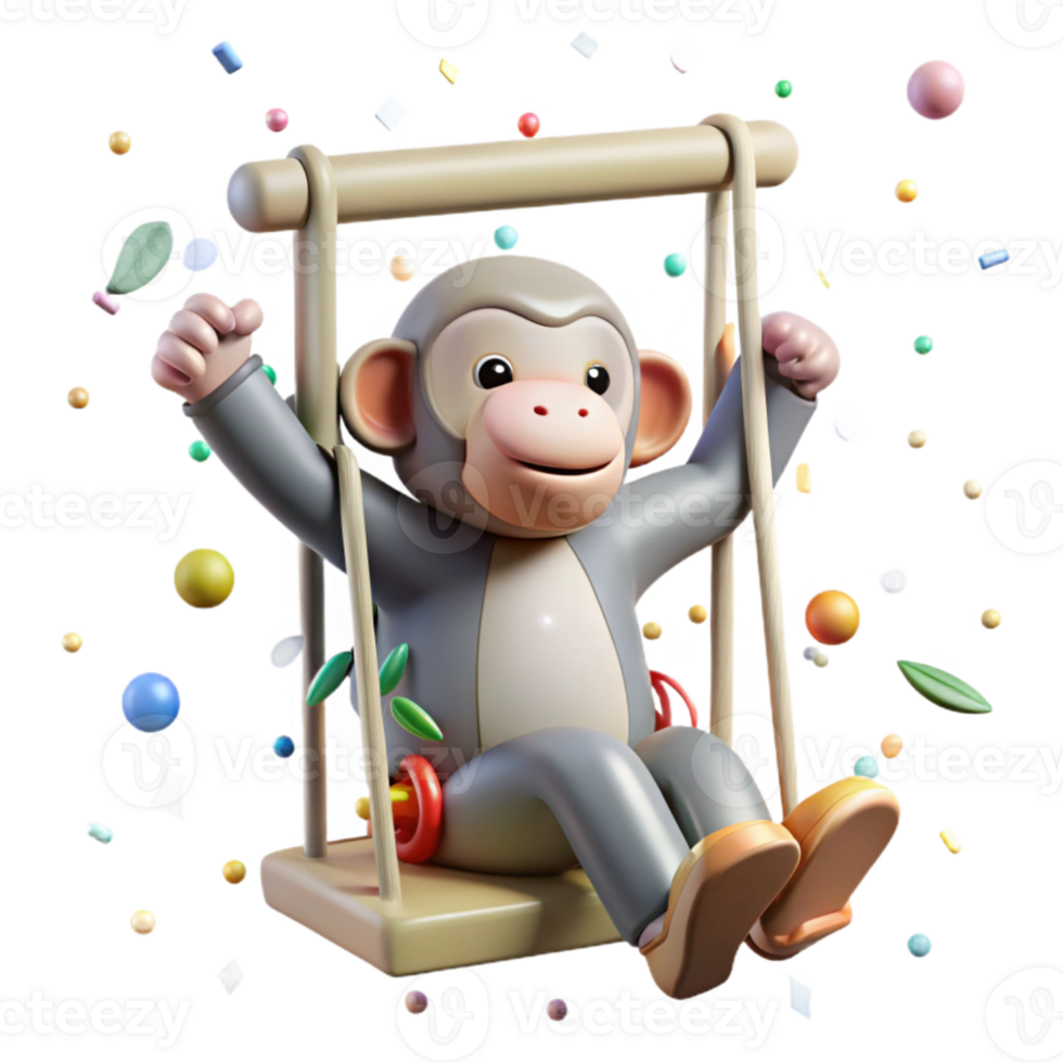 beautiful traditional Endangered Monkey Swinging in Zoo Enclosure Cutout original png