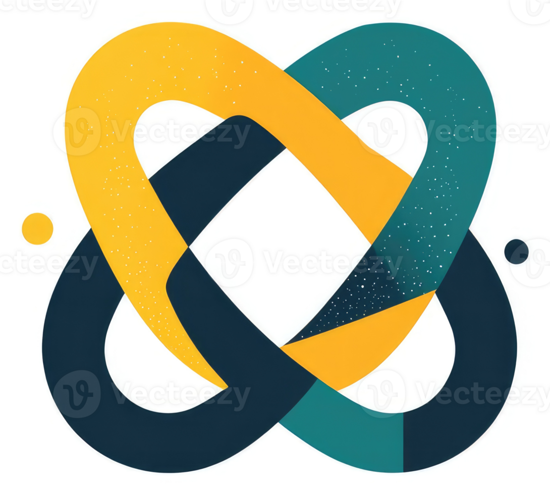 A vibrant, interconnected design featuring intertwined, colorful shapes. png