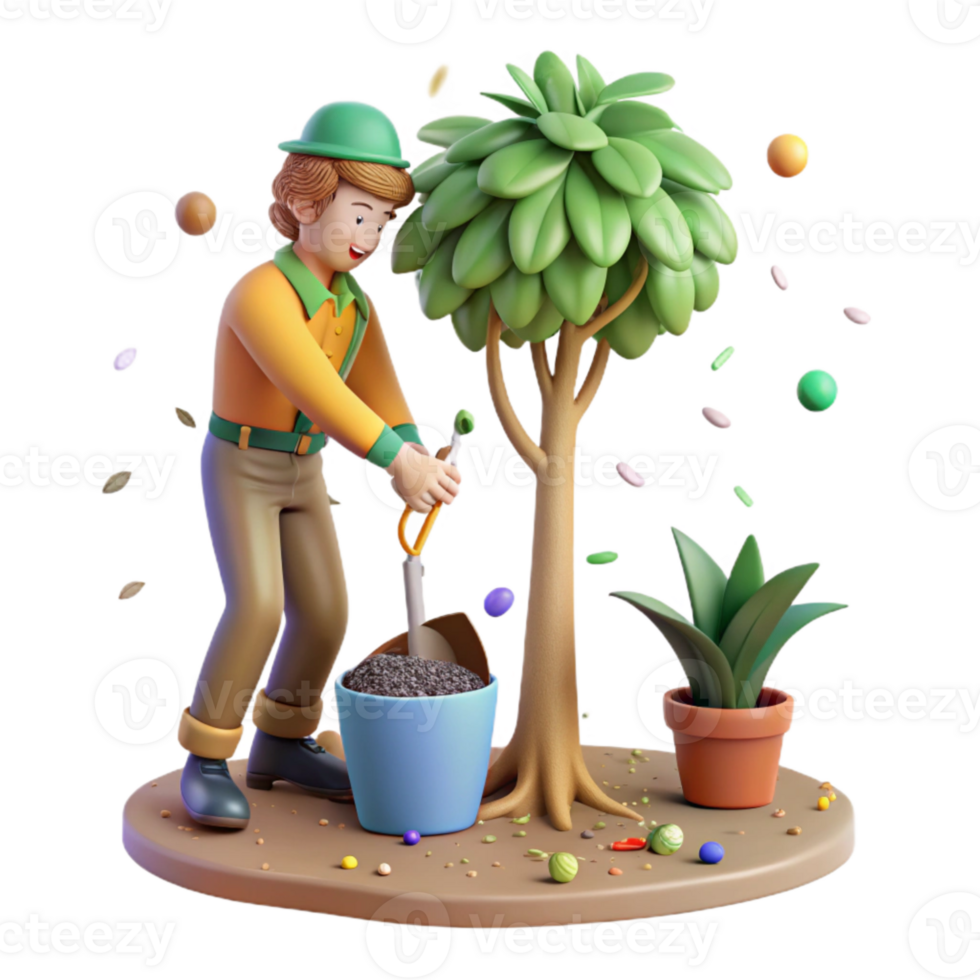 impressive traditional Conservationist Planting Tree Cutout high resolution png