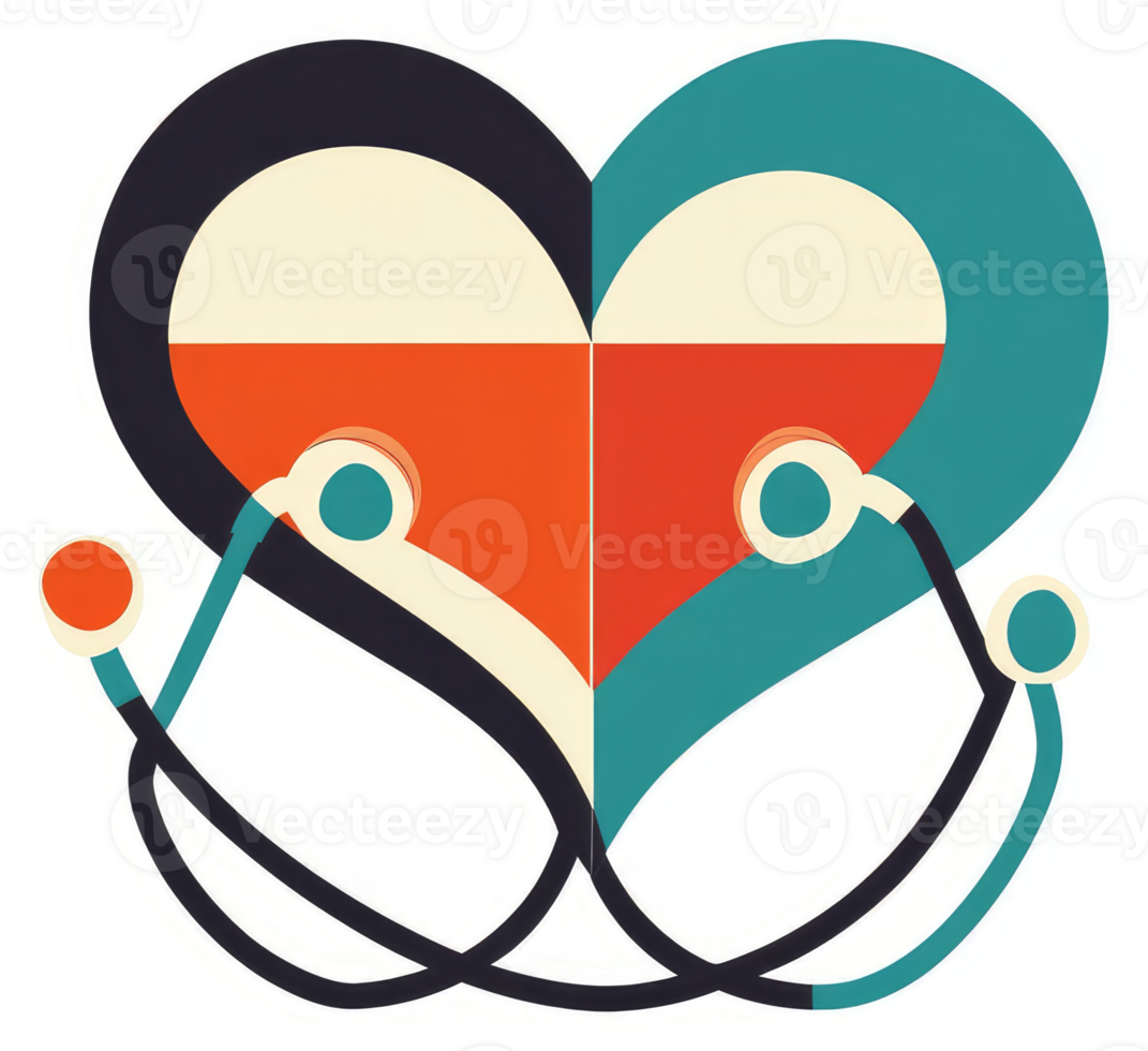 A stylized heart with a stethoscope, symbolizing holistic health care. png