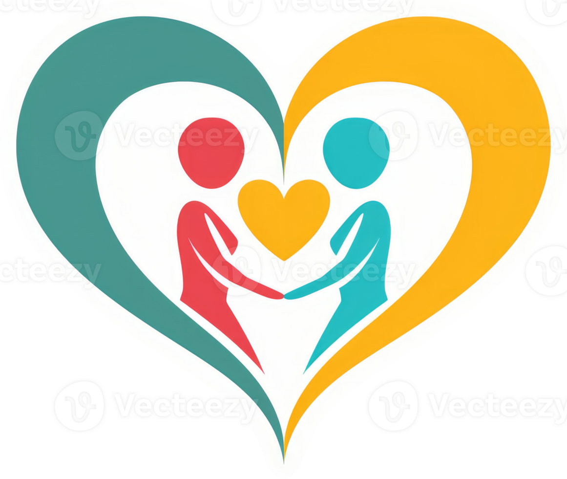 A heart-shaped logo symbolizing unity and love between two people. png